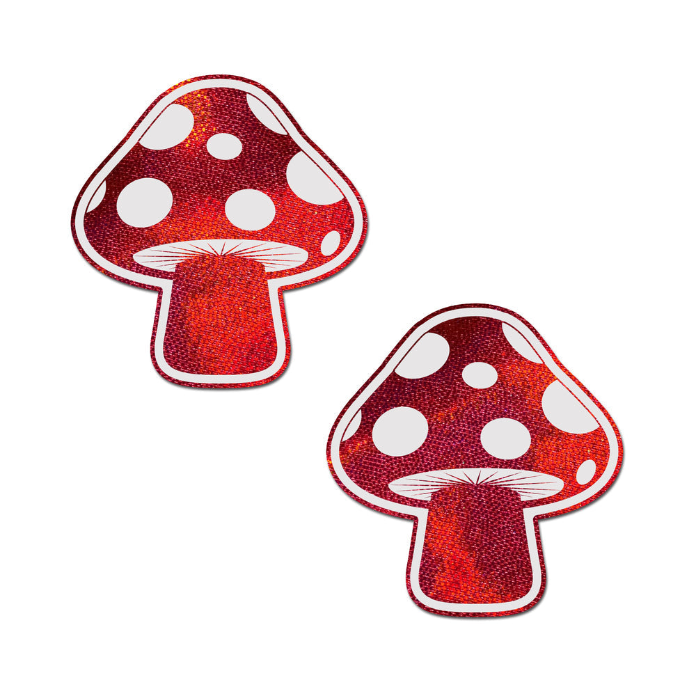 Pastease: Shiny Red & White Glow-in-the-Dark Shroom Pasties