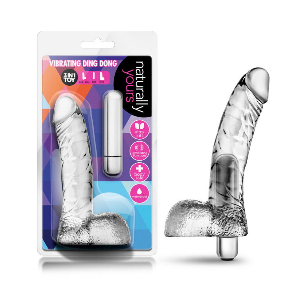 Naturally Yours Vibrating Ding Dong with Balls 6.5 in. Clear - Fantasies Boutique