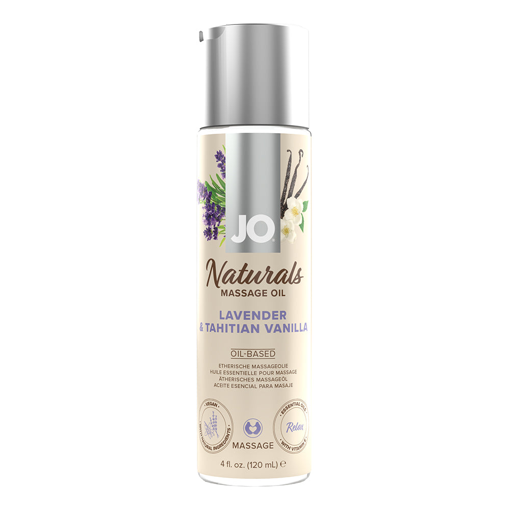 JO Naturals Massage Oil Lavender & Tahitian Vanilla 4 oz. - Fantasies Boutique