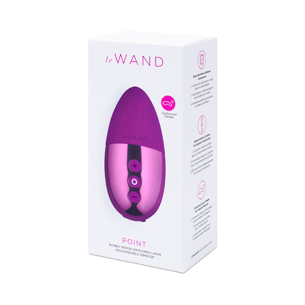 Le Wand Chrome Point Rechargeable Silicone Mini Vibrator Dark Cherry - Fantasies Boutique