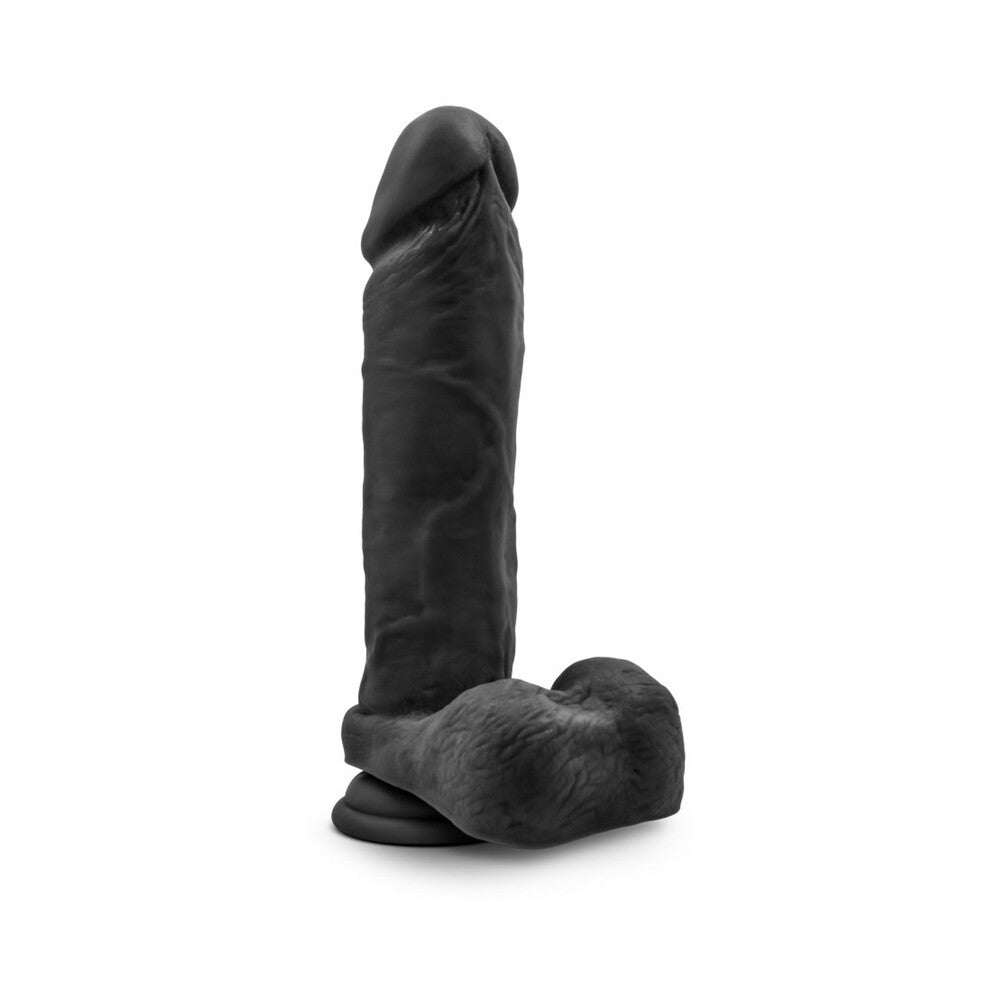 Au Naturel Bold Massive 9 in. Posable Dual Density Dildo with Balls Black - Fantasies Boutique