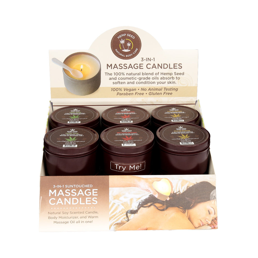 Earthly Body Hemp Seed Holiday Candle Pre Pack: Mistletoe Mischief, Tinsel Tease, Yule Be Begging