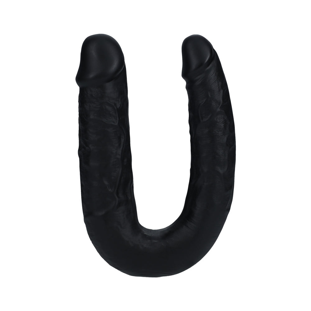 RealRock 7 in. U-Shaped Double Dildo Black - Fantasies Boutique