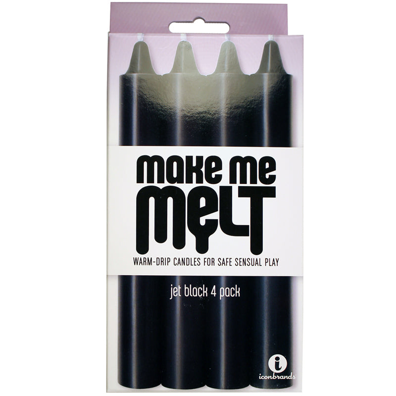 The 9's, Make Me Melt Sensual Warm-Drip Candles, 4 Pack, Jet Black - Fantasies Boutique