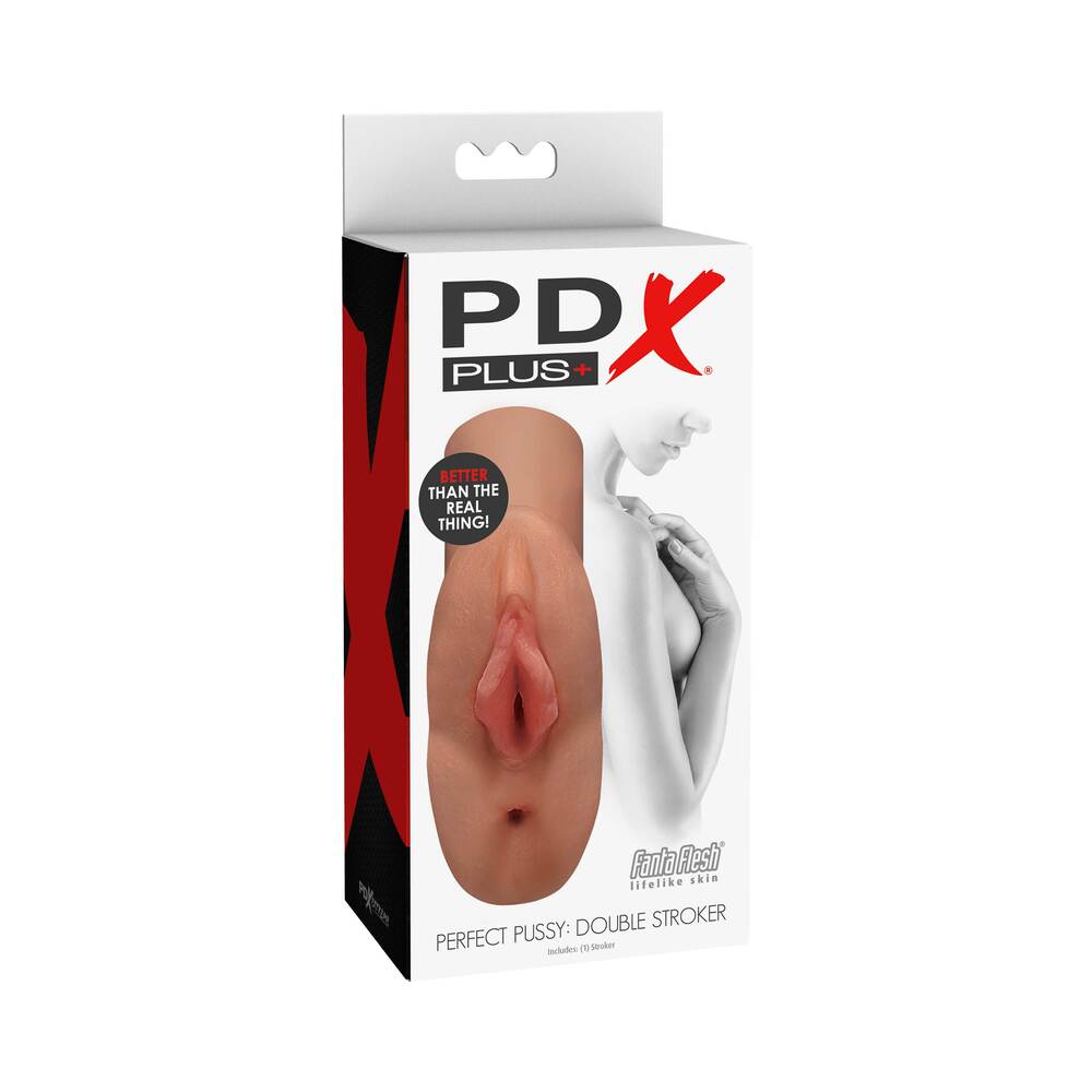 PDX Plus Perfect Pussy Double Stroker Tan - Fantasies Boutique