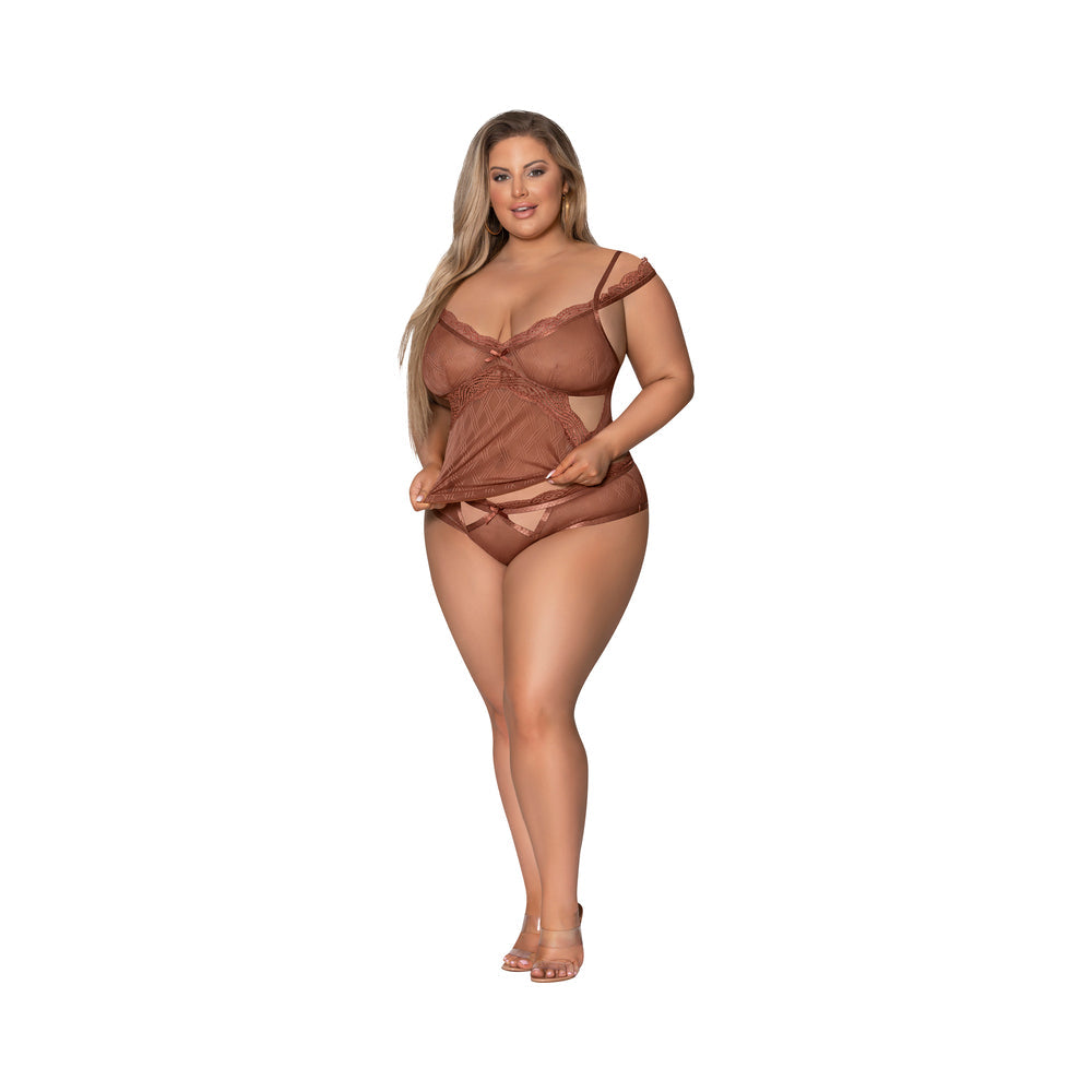 Magic Silk Caramel Kiss Cami & Boyshort Caramel Queen Size - Fantasies Boutique