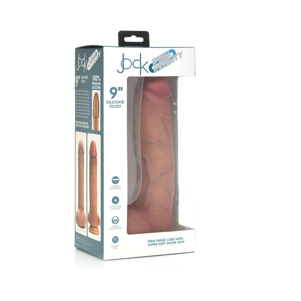 Curve Toys Jock Dual Density 9 in. Silicone Dildo with Balls & Suction Cup Light - Fantasies Boutique