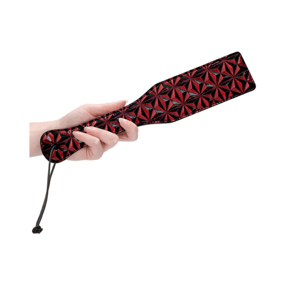 Ouch! Luxury Diamond-Patterned Paddle Burgundy - Fantasies Boutique