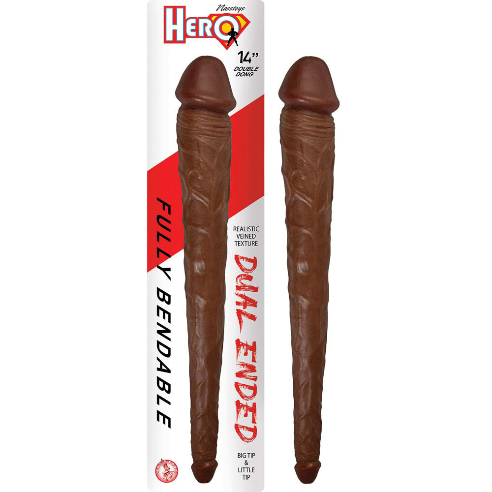 Hero Double Dong 14 in. Brown - Fantasies Boutique
