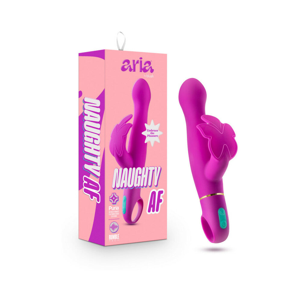 Aria Naughty AF Silicone Dual Stimulation Vibrator Plum - Fantasies Boutique