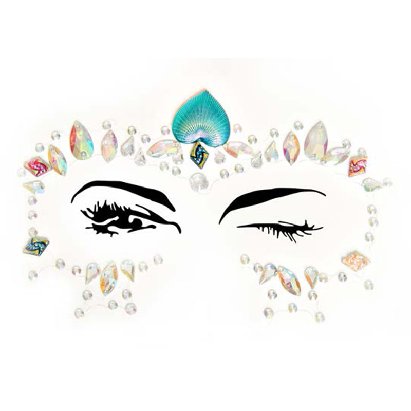 Ariel Adhesive Face Jewels Sticker (6pk) - Fantasies Boutique