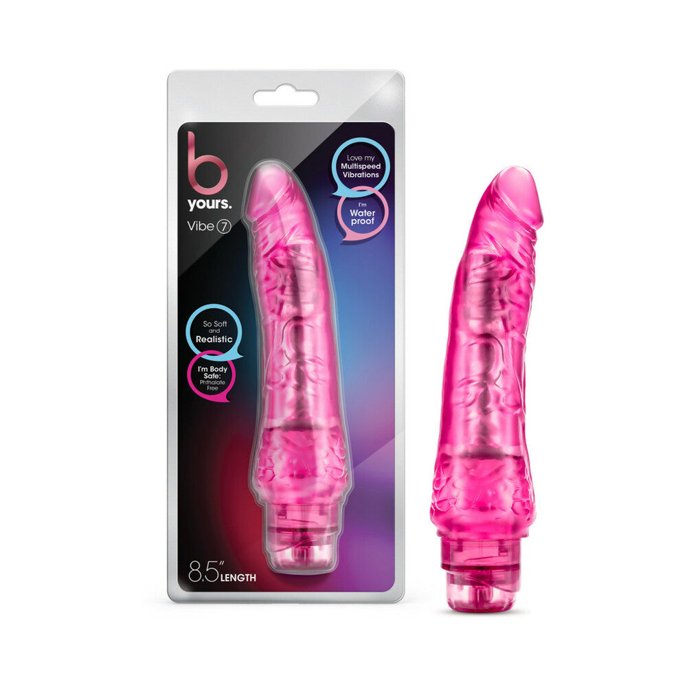 B Yours Vibe 7 Realistic 8.75 in. Vibrating Dildo Pink - Fantasies Boutique