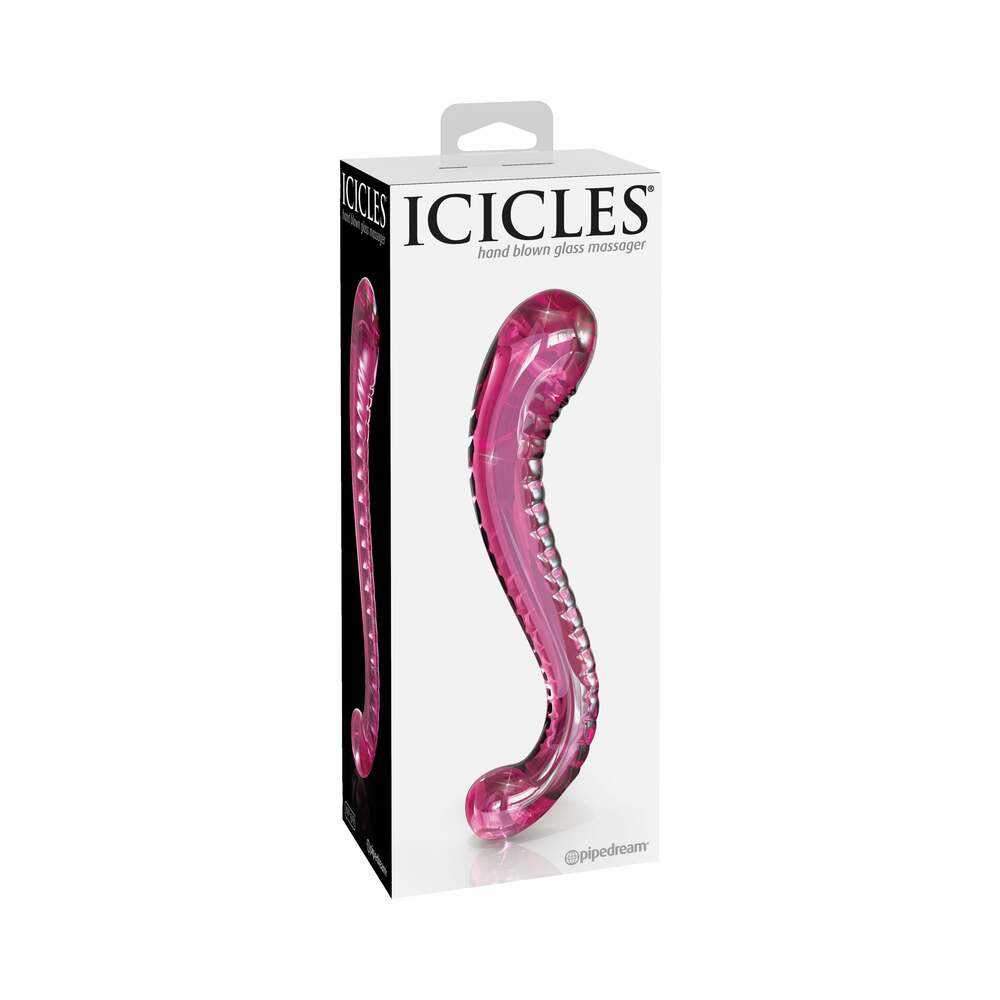 Icicles No. 69 Curved Dual-Ended Glass Dildo Pink - Fantasies Boutique