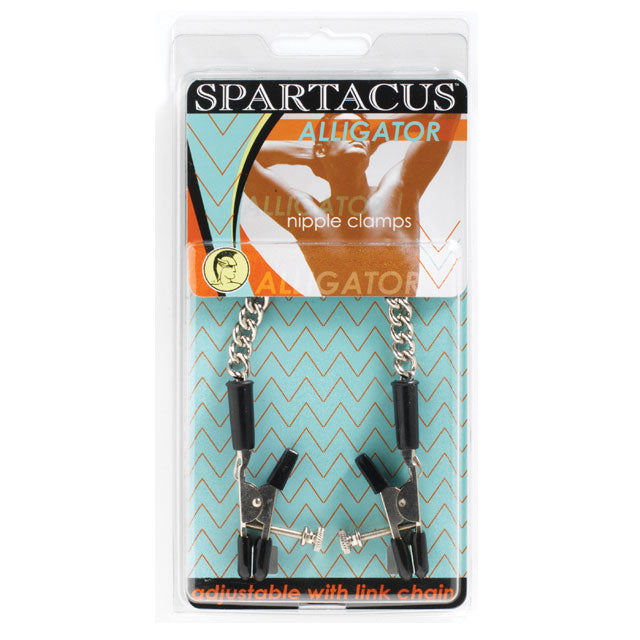 Spartacus Adjustable Nipple Clams With Curbed Chain Rubber Tipped - Fantasies Boutique