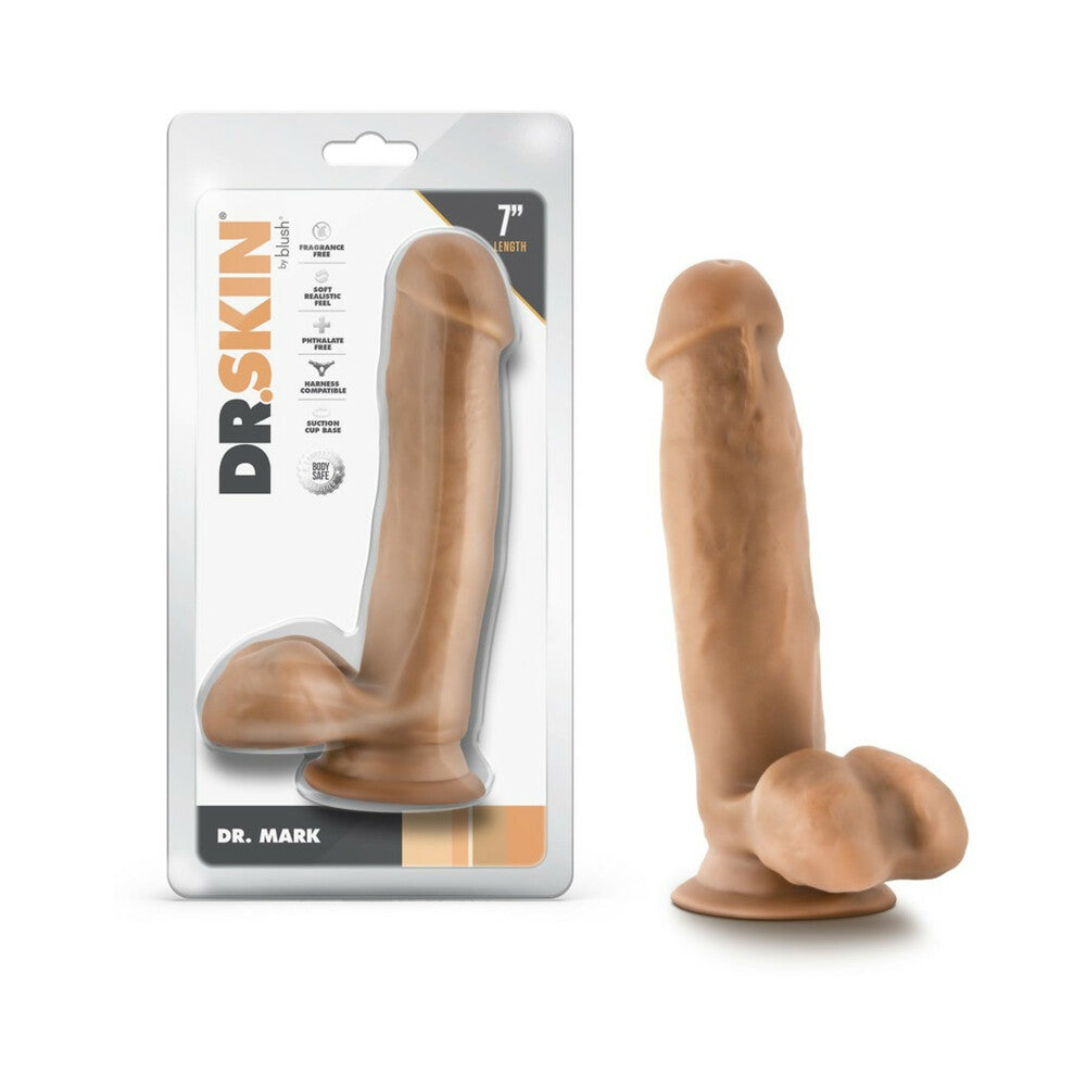 Dr. Skin Dr. Mark 7 in. Dildo with Balls Tan - Fantasies Boutique