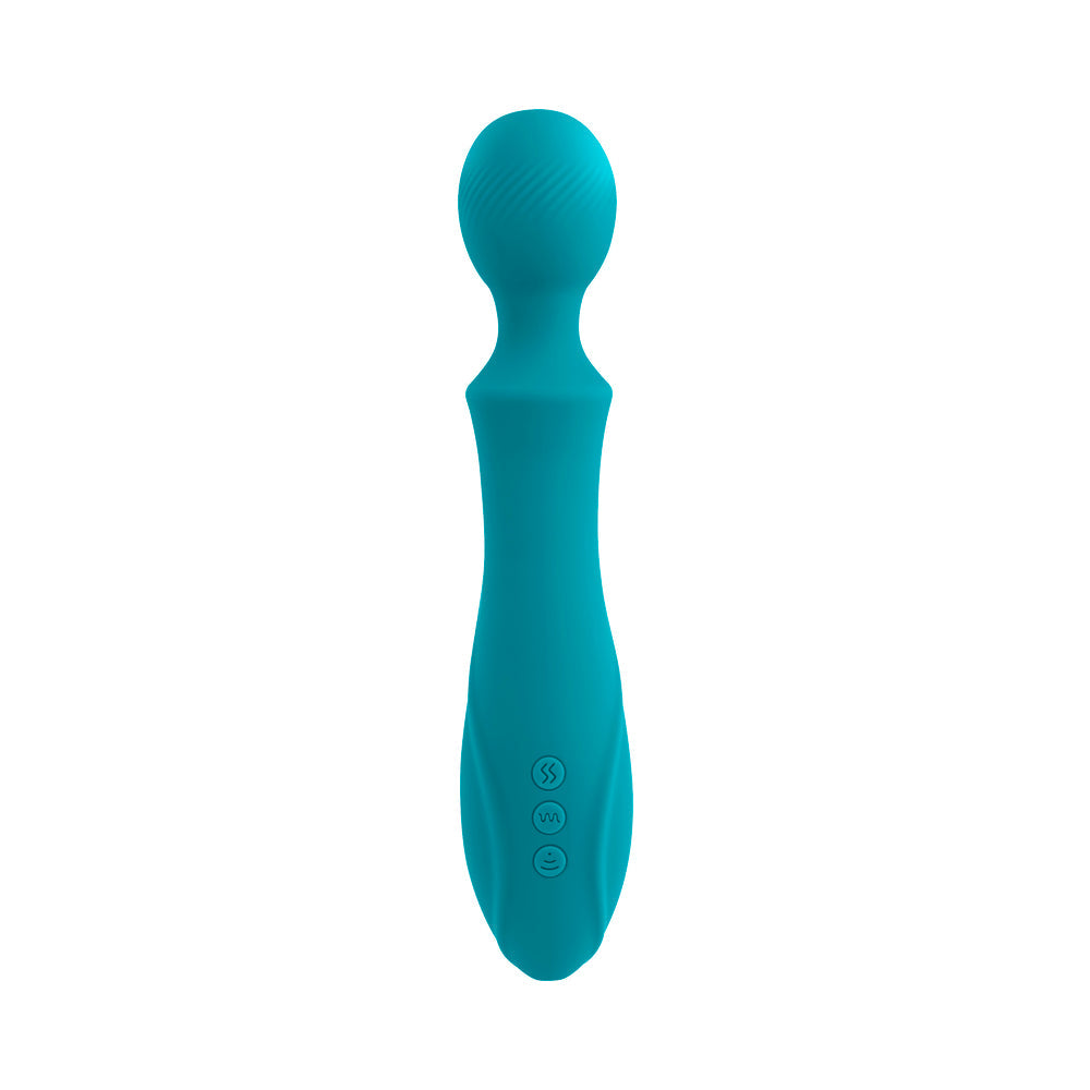 Evolved Wanderful Sucker Rechargeable Wand with Suction Silicone Teal - Fantasies Boutique