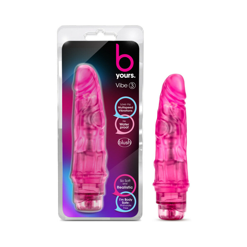 B Yours Vibe 3 Realistic 7.75 in. Vibrating Dildo Pink - Fantasies Boutique