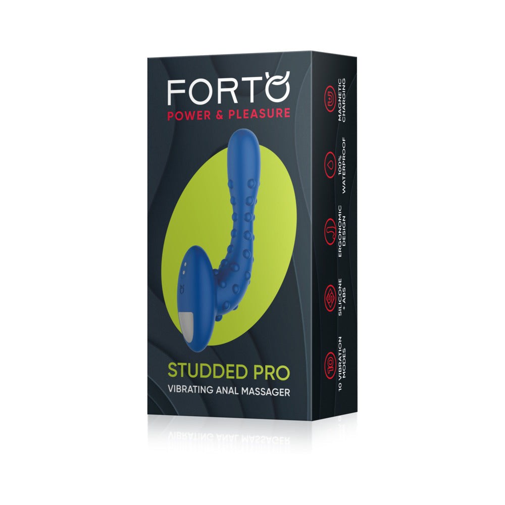 Forto Studded Pro Rechargeable Silicone Vibrating Anal Massager Blue - Fantasies Boutique