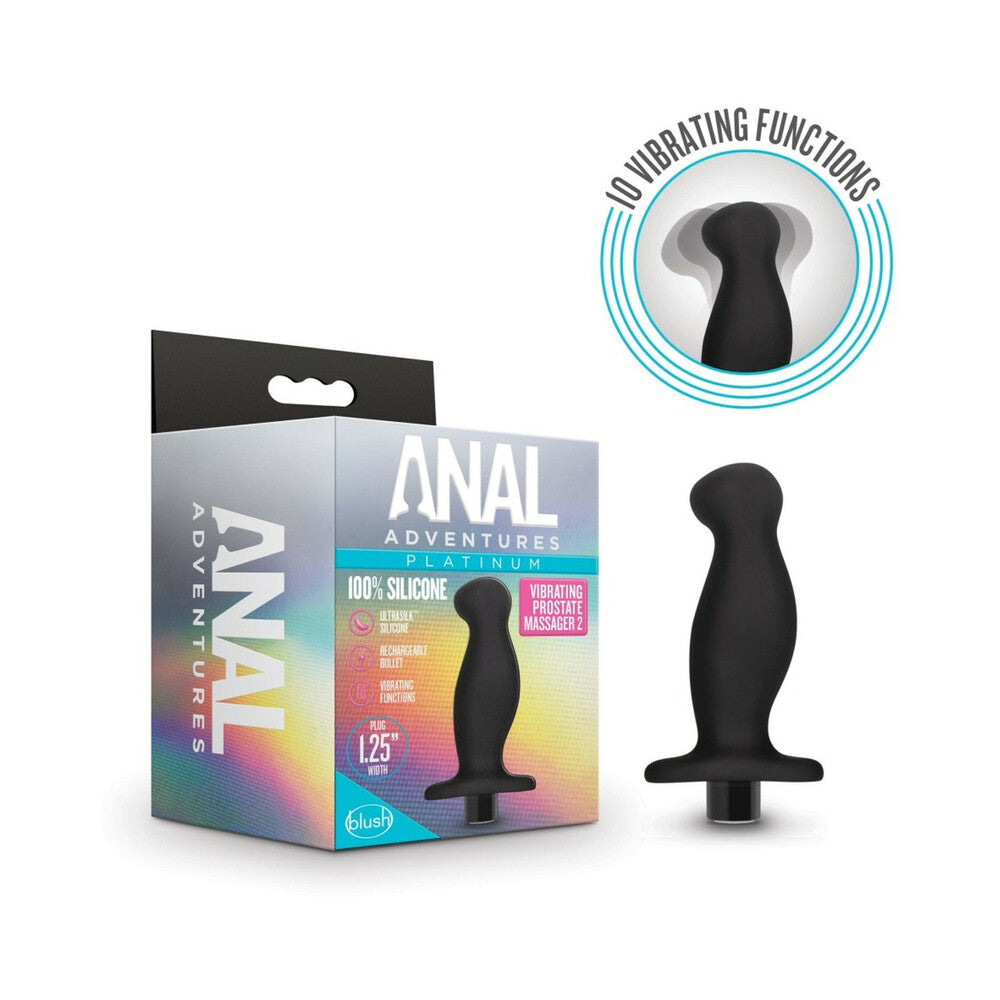 Anal Adventures Platinum Silicone Rechargeable Vibrating Prostate Massager 02 - Fantasies Boutique
