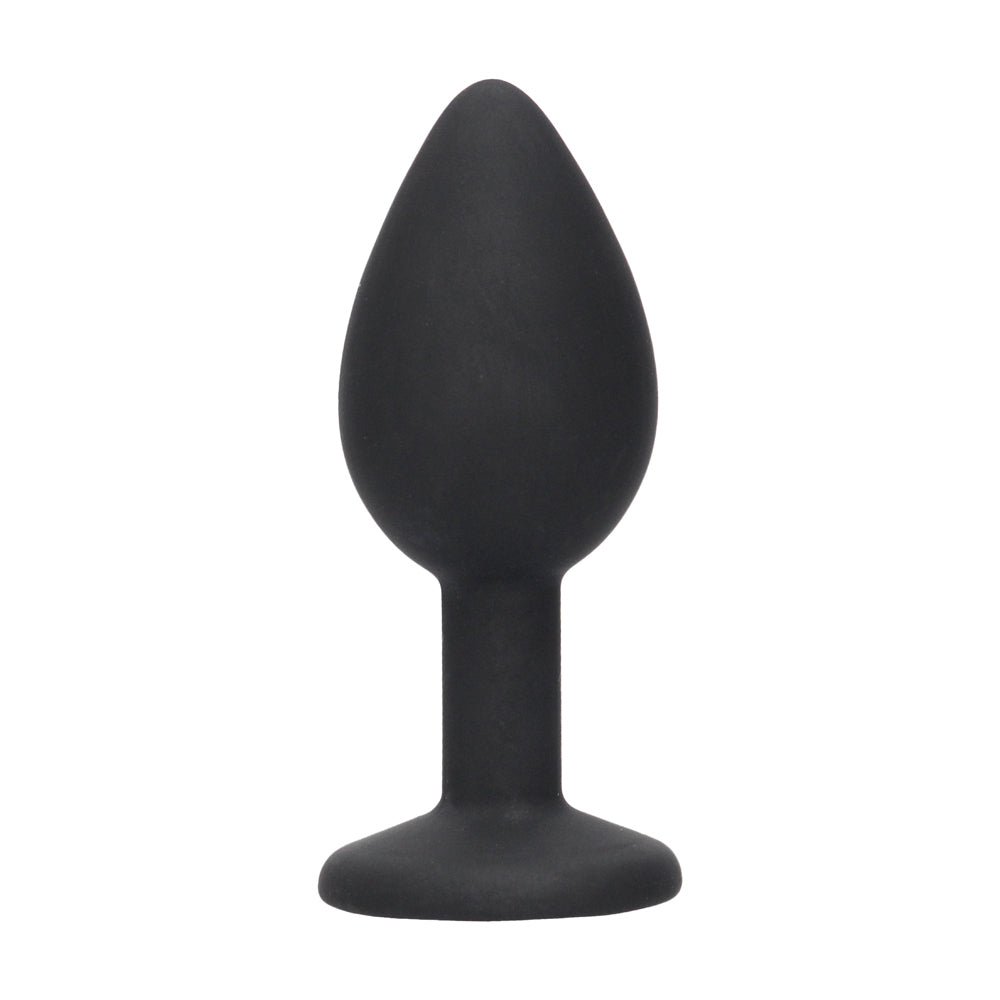 Ouch! Black & White Silicone Butt Plug With Removable Jewel Black