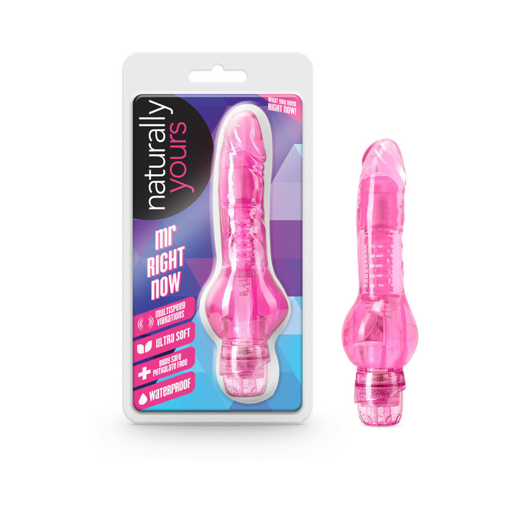 Naturally Yours Mr. Right Now Realistic 6.5 in. Vibrating Dildo Pink - Fantasies Boutique