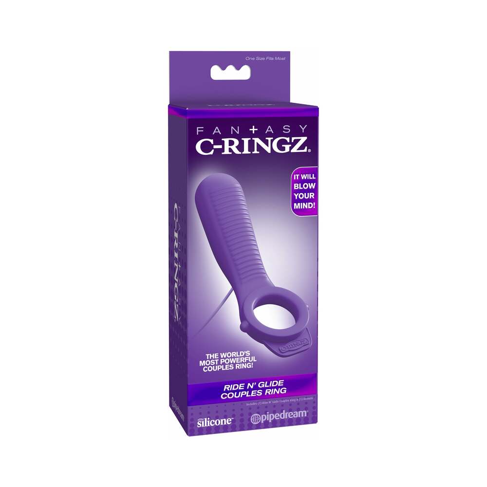 Fantasy C-Ringz Remote-Controlled Vibrating Ride N Glide Couples Ring Purple - Fantasies Boutique