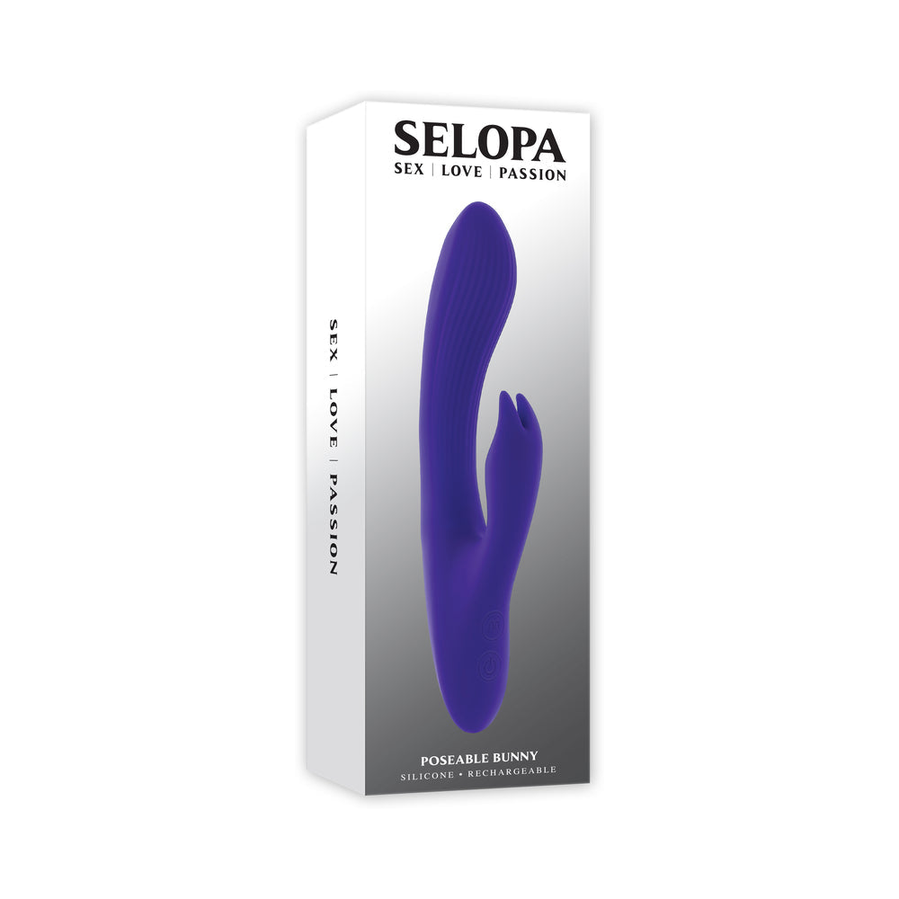Selopa Poseable Bunny Rechargeable Dual Stimulator Silicone Purple - Fantasies Boutique