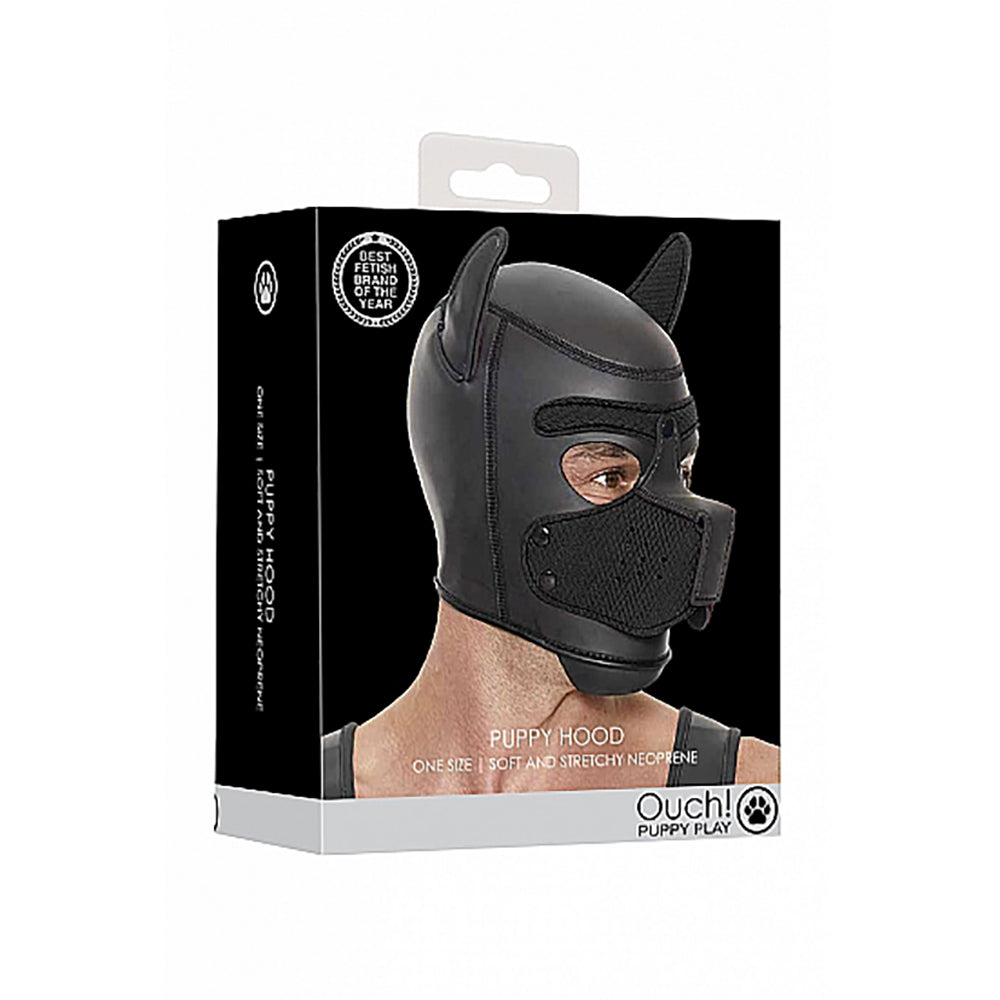 Ouch! Puppy Play Neoprene Puppy Hood Black - Fantasies Boutique