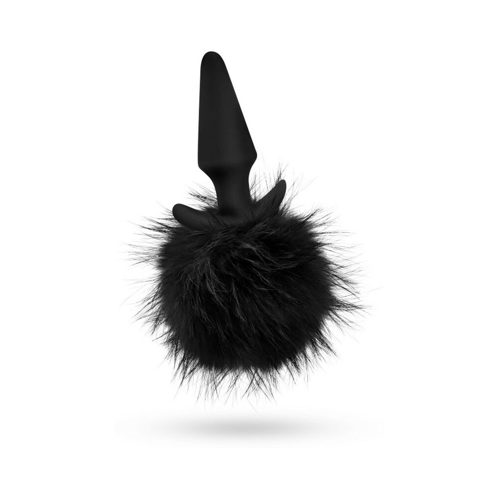 Blush Anal Adventures Platinum Silicone Rabbit Tail Plug Black - Fantasies Boutique