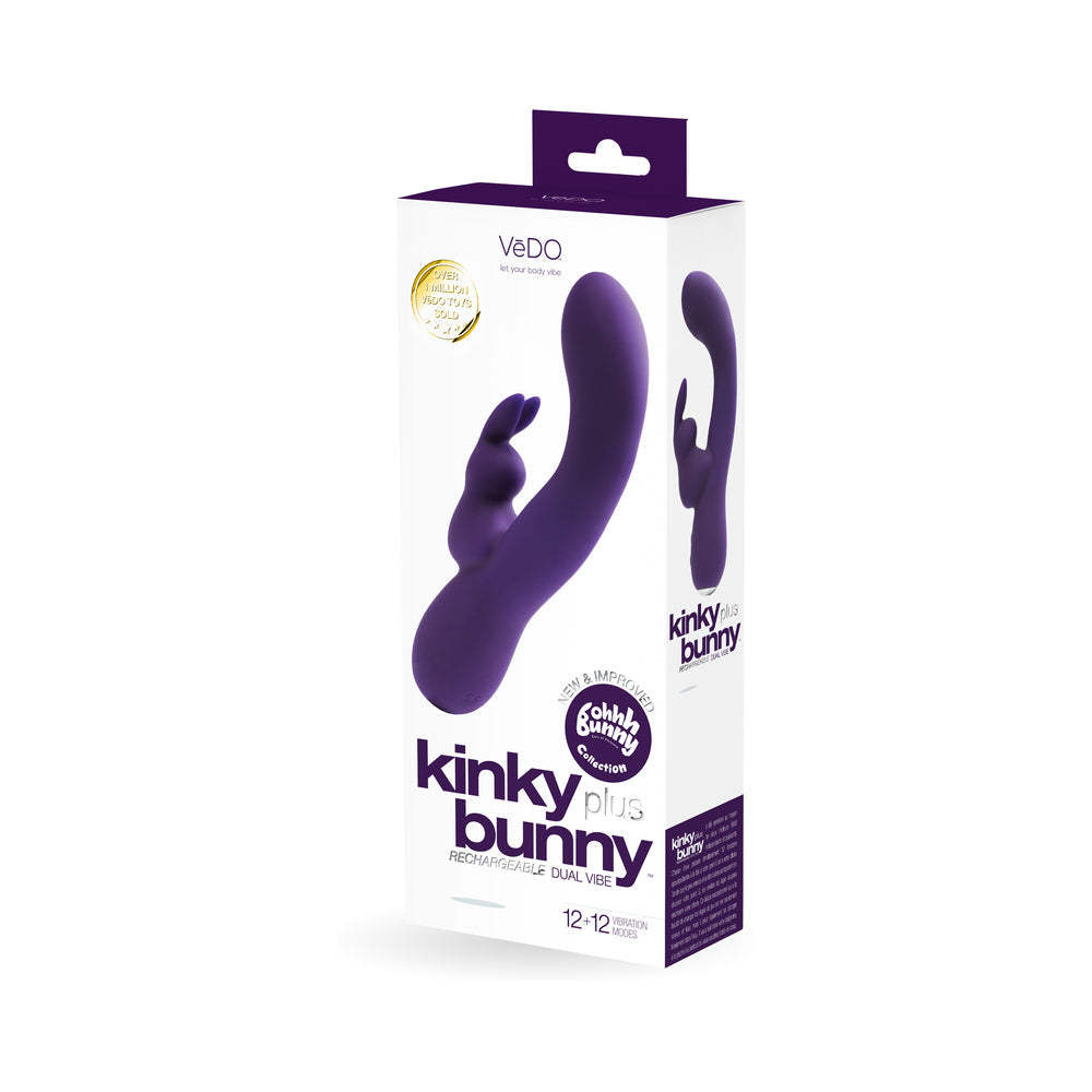 VeDO Kinky Bunny Rechargeable Rabbit Vibrator - Deep Purple - Fantasies Boutique
