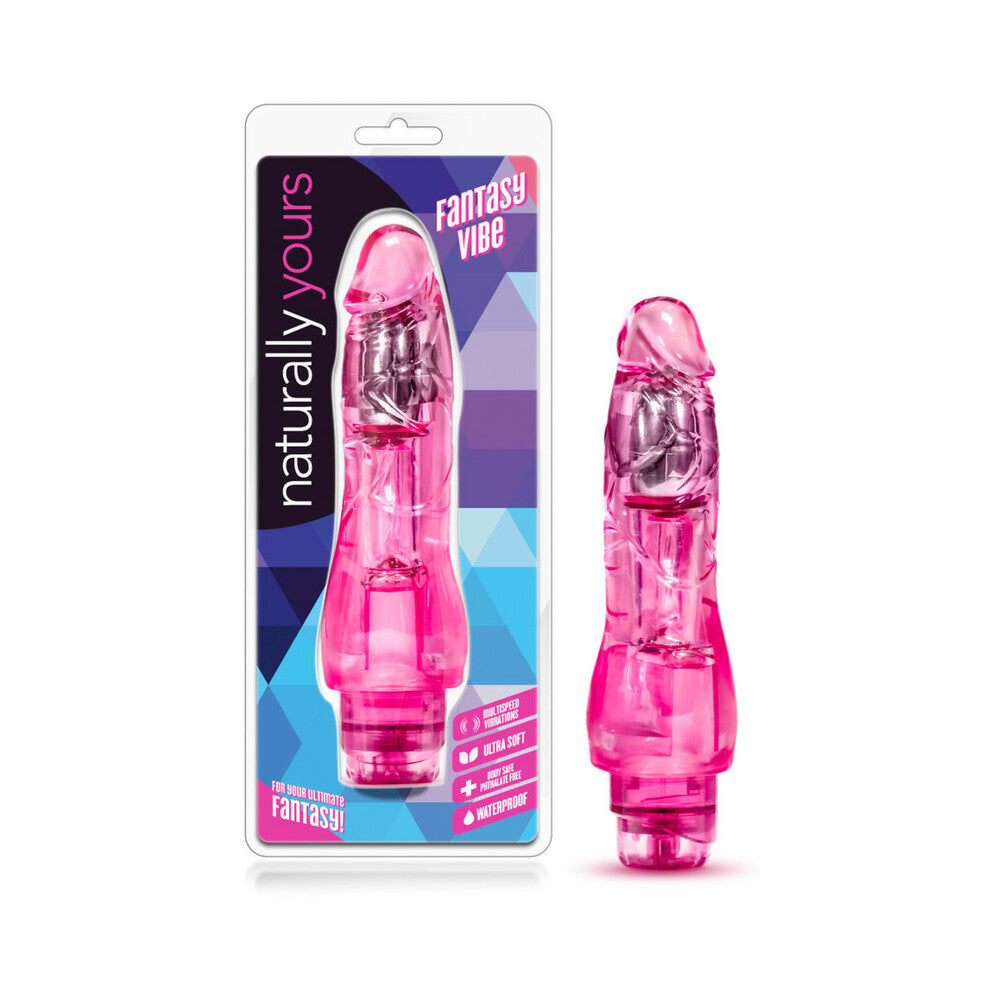 Naturally Yours Fantasy Vibe Realistic 8.5 in. Vibrating Dildo Pink - Fantasies Boutique