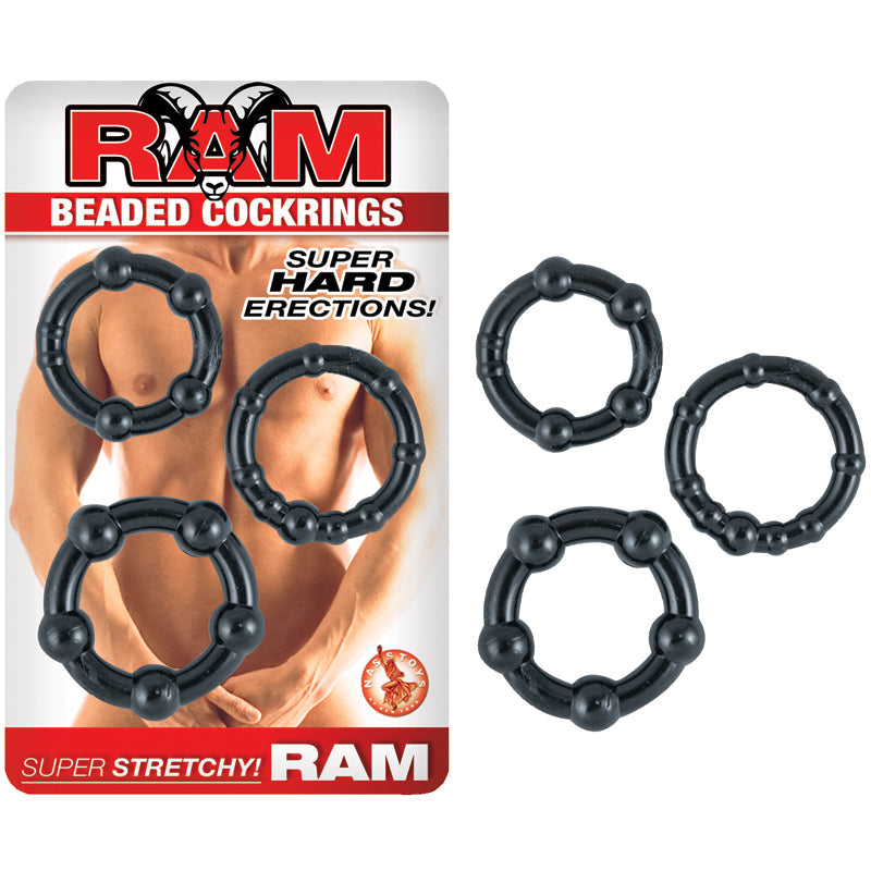 Ram Beaded Cockrings (Black) - Fantasies Boutique
