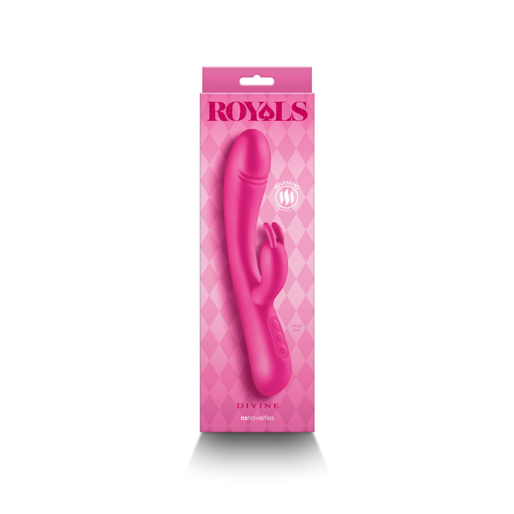 Royals Divine Warming Rabbit Vibrator Metallic Pink - Fantasies Boutique