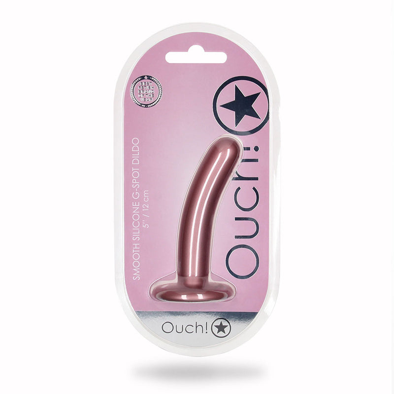 Ouch! Smooth Silicone 5 in. G-Spot Dildo Rose Gold - Fantasies Boutique