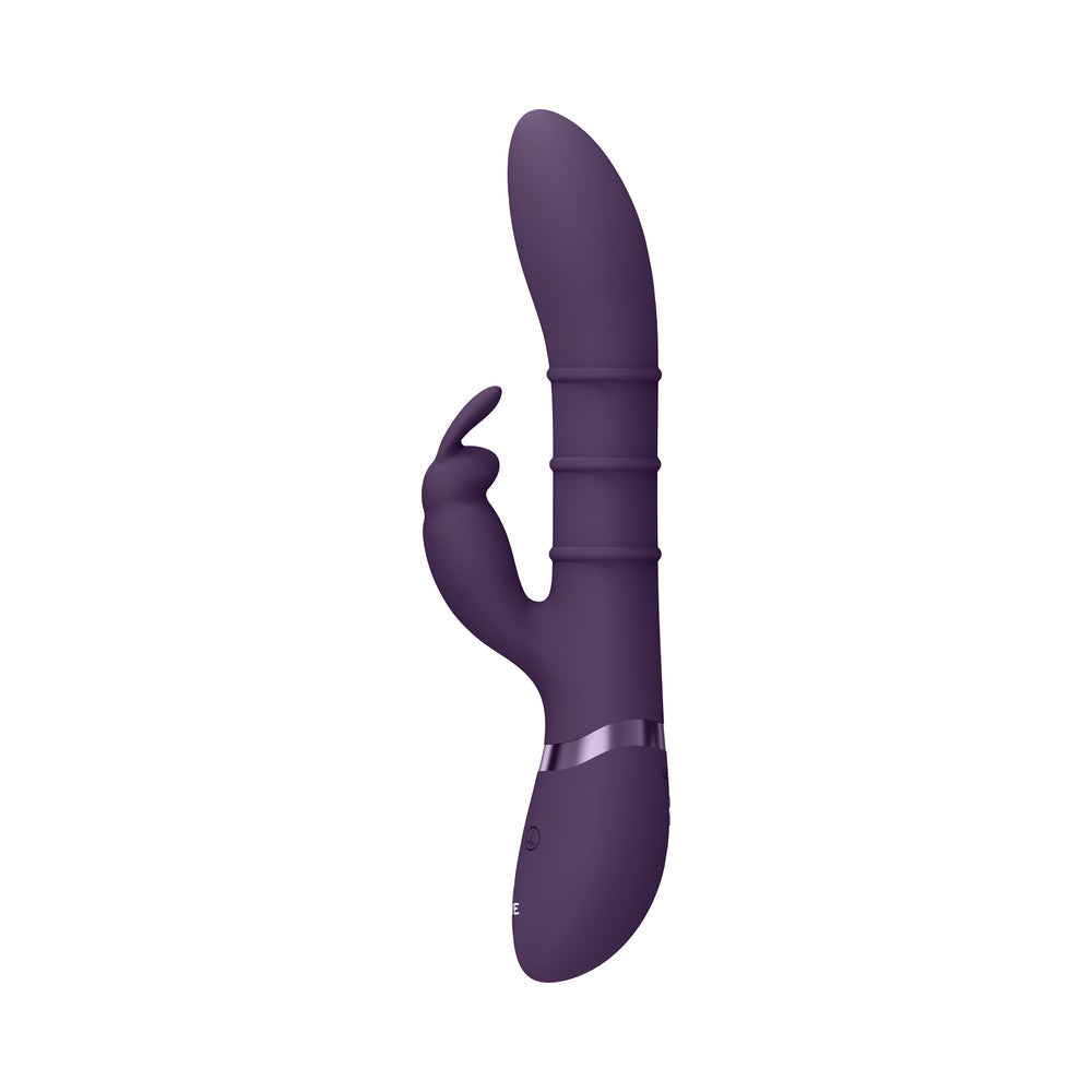 VIVE SORA Rechargeable Silicone G-Spot Rabbit Vibrator with Up & Down Stimulating Rings Purple - Fantasies Boutique