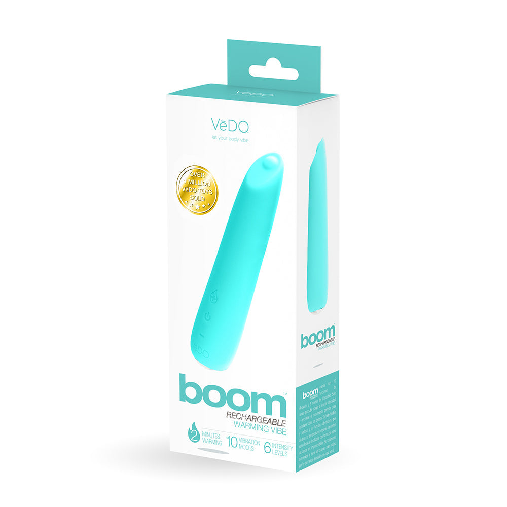 VeDO Boom Rechargeable Warming Silicone Slimline Vibrator Turquoise - Fantasies Boutique