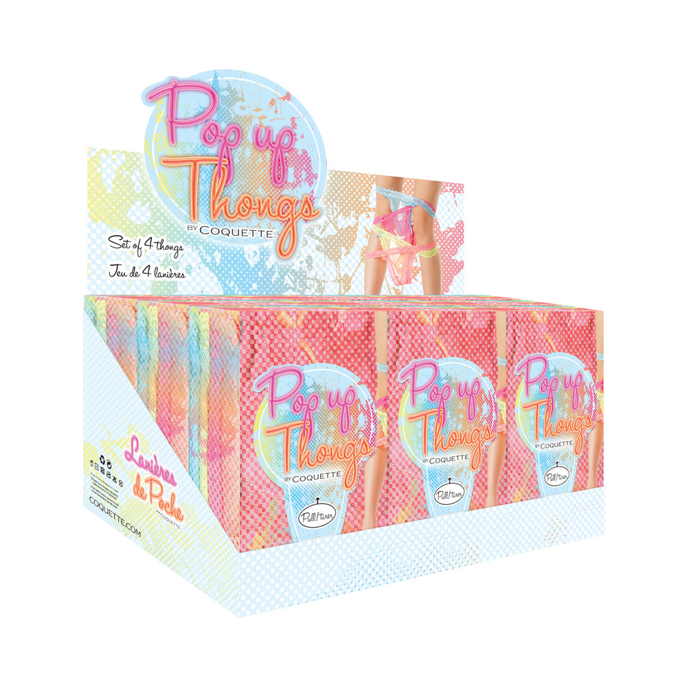 Coquette Pop Up Thong 12-Piece Display Assorted Colors O/S - Fantasies Boutique