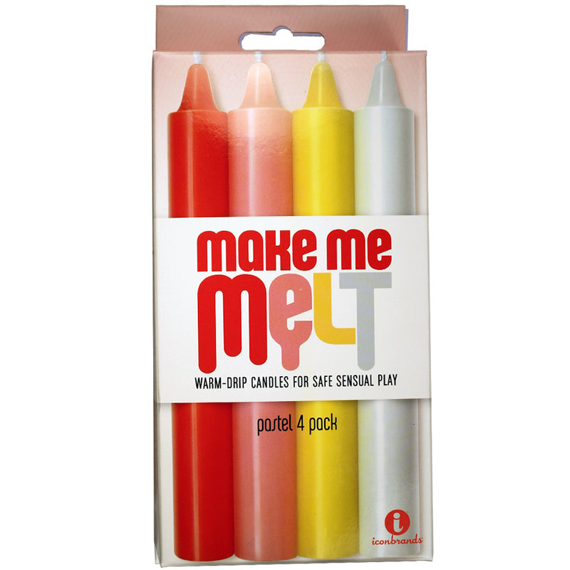 The 9's, Make Me Melt Sensual Warm-Drip Candles, 4 Pack, Pastel - Fantasies Boutique