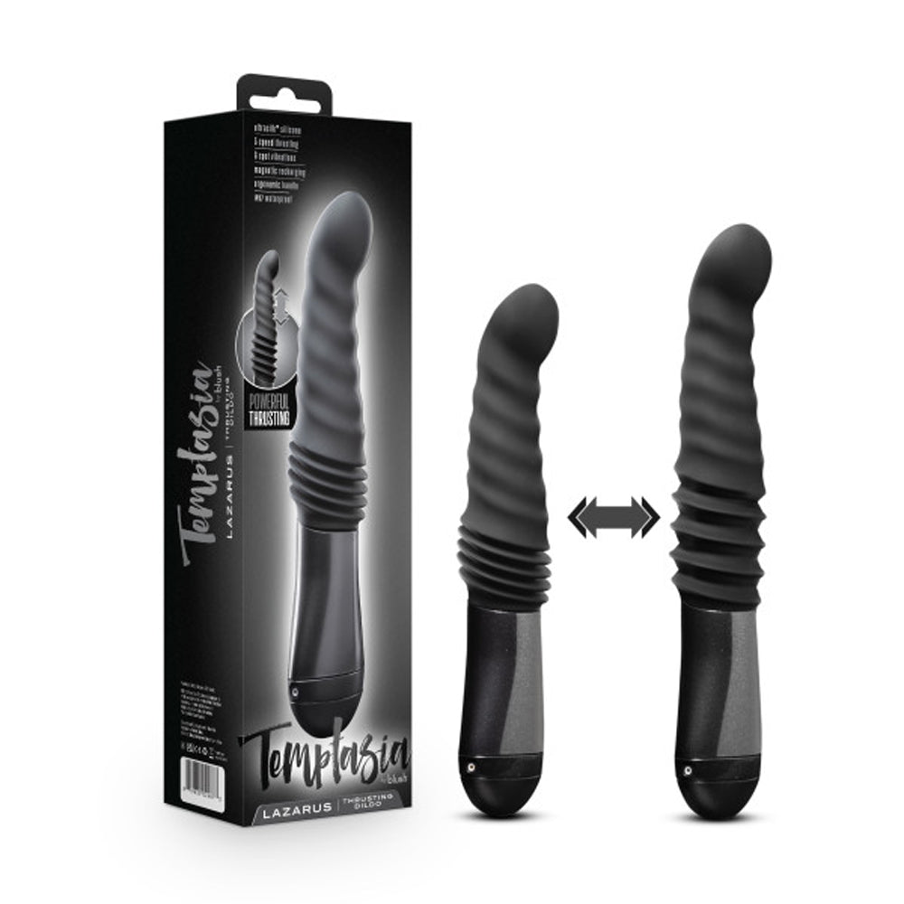 Temptasia Lazarus Rechargeable 10 in. Silicone Thrusting Dildo Black - Fantasies Boutique