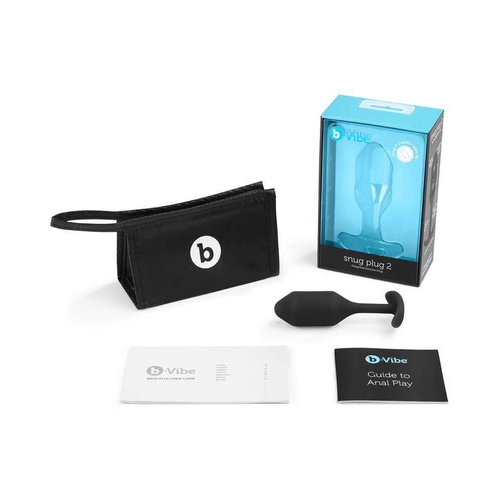 b-Vibe Snug Plug 2 Weighted Silicone Anal Plug Black - Fantasies Boutique