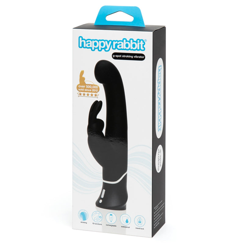 Happy Rabbit G-Spot Stroking Rechargeable Silicone Rabbit Vibrator Black - Fantasies Boutique