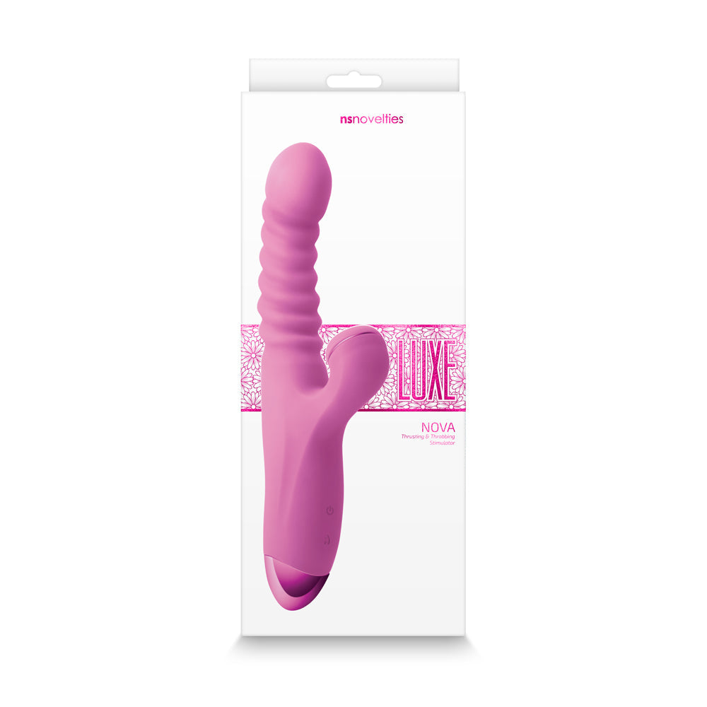 Luxe Nova Rechargeable Thrusting & Throbbing Stimulator Pink - Fantasies Boutique
