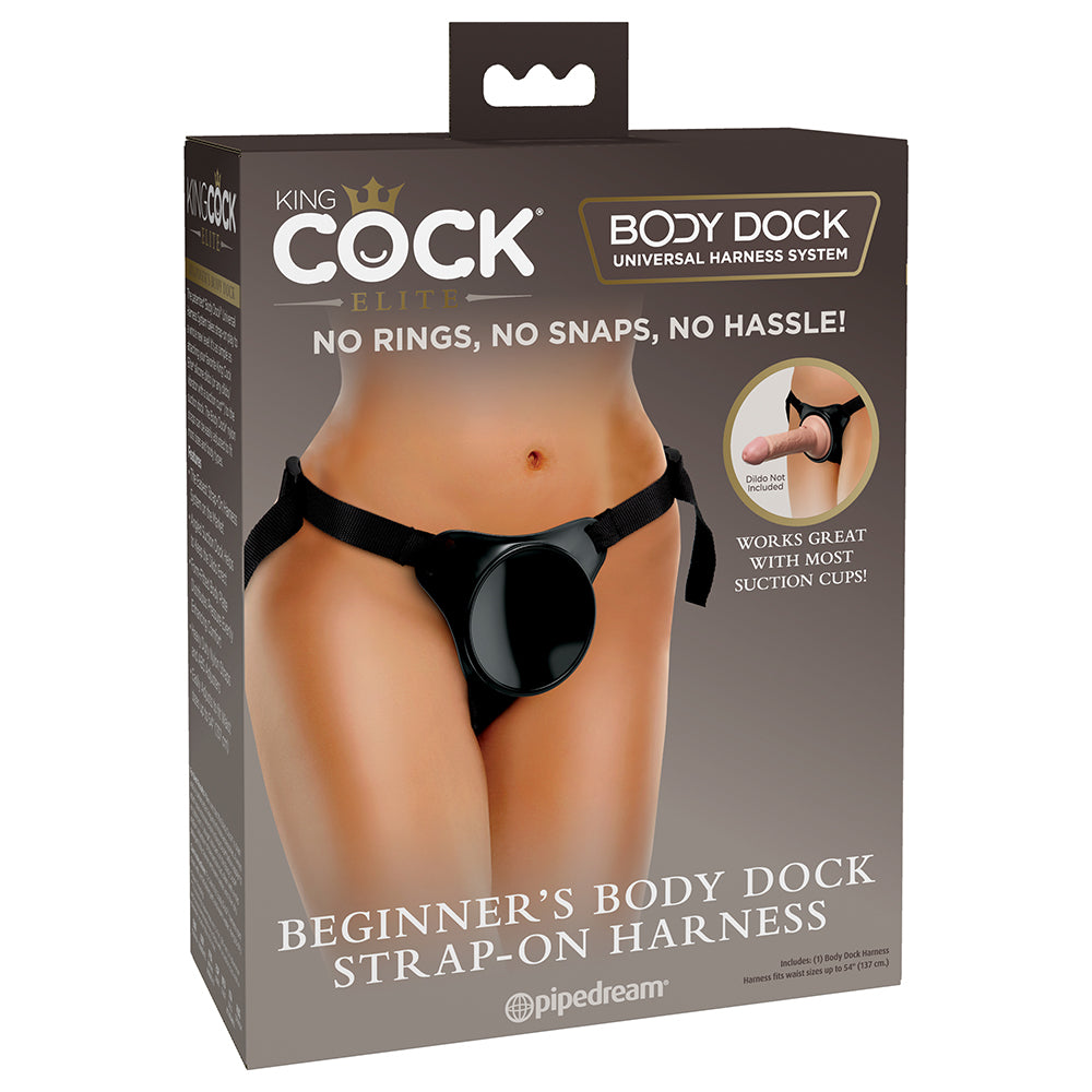 King Cock Elite Beginner's Body Dock Strap-On Harness Black - Fantasies Boutique