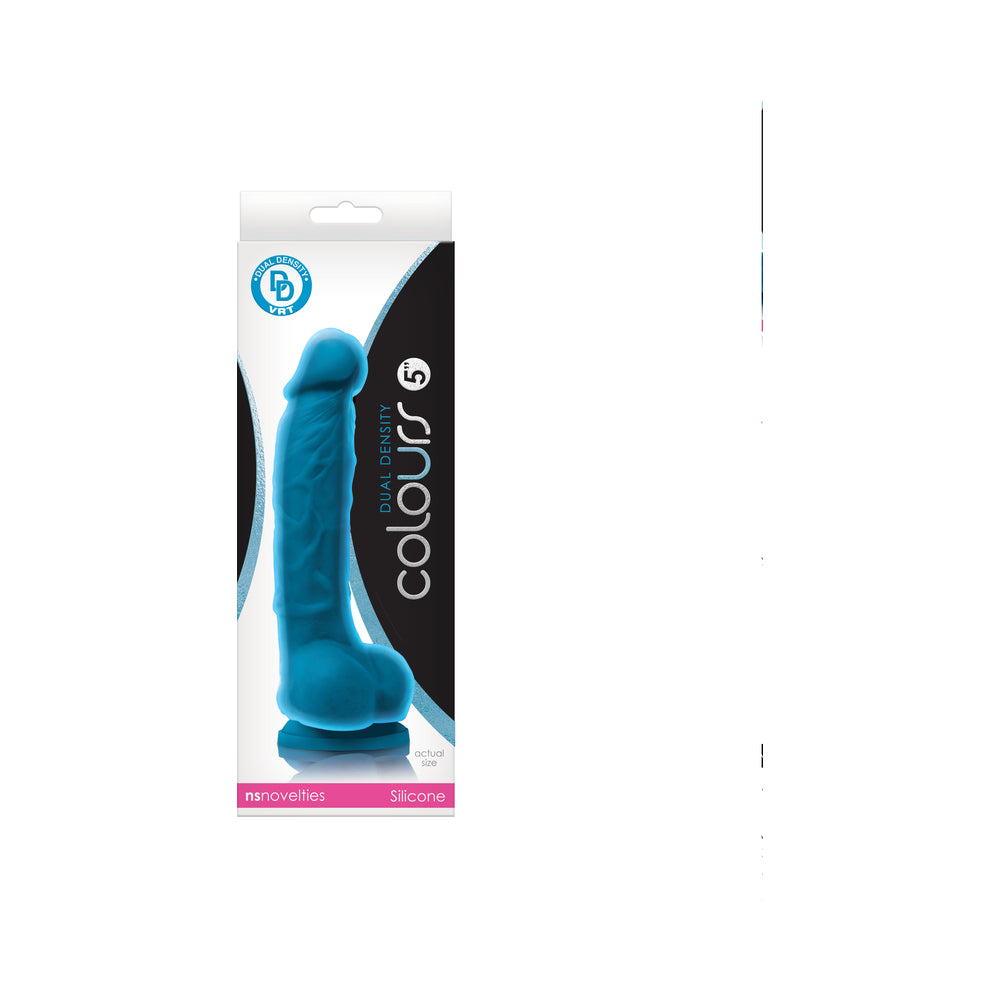 Colours Dual Density 5 in. Dildo Blue - Fantasies Boutique