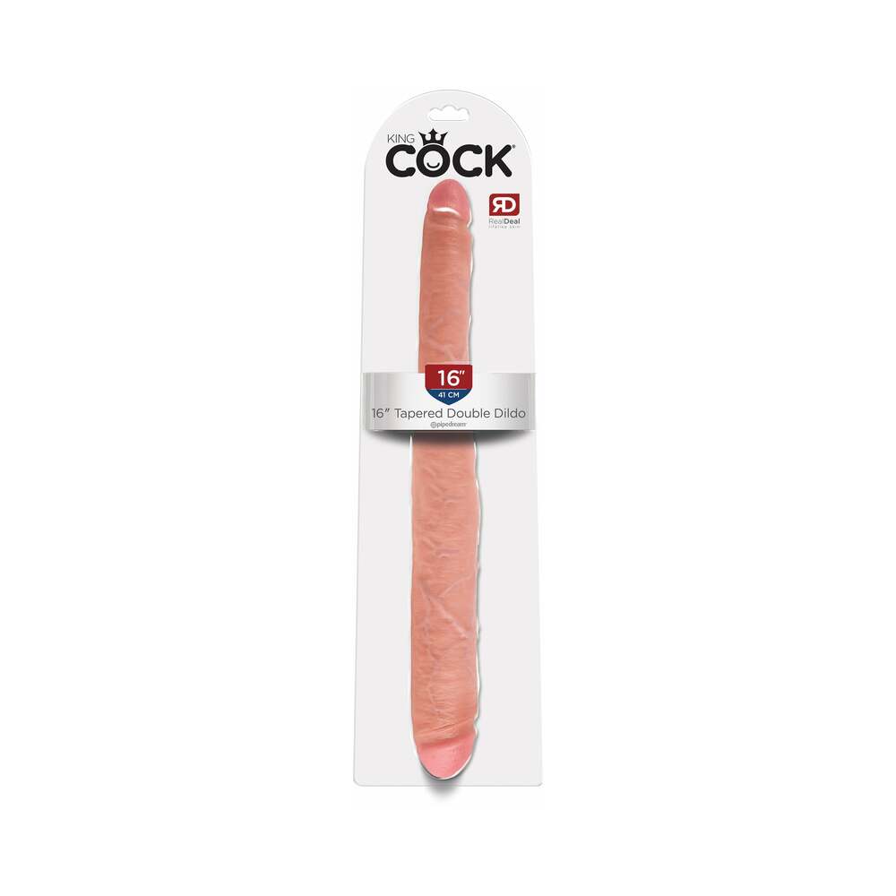 King Cock 16 in. Tapered Double Dildo Realistic Beige - Fantasies Boutique