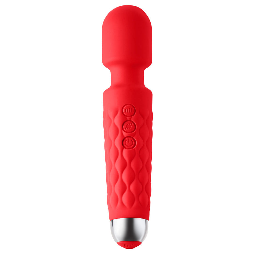 Luv Inc Lw96 Large Wand Rechargeable Flexible Silicone Vibrator Red - Fantasies Boutique
