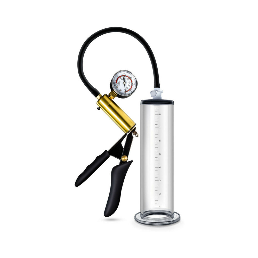 Blush Performance VX6 Vacuum Penis Pump with Brass Pistol & Pressure Gauge Clear - Fantasies Boutique