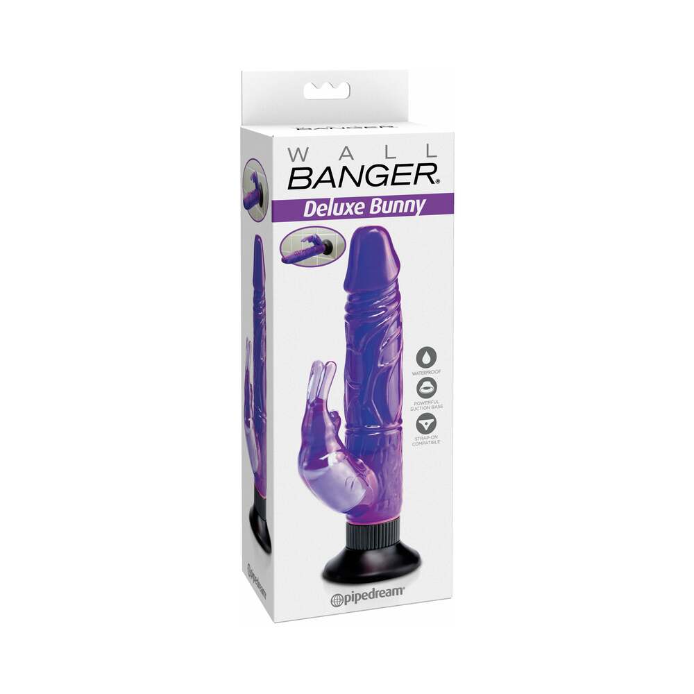 Waterproof Wall Bangers Deluxe Bunny Realistic Rabbit Vibrator With Suction Cup Purple - Fantasies Boutique
