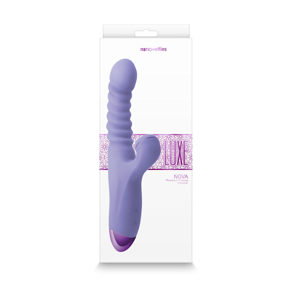 Luxe Nova Rechargeable Thrusting & Throbbing Stimulator Purple - Fantasies Boutique
