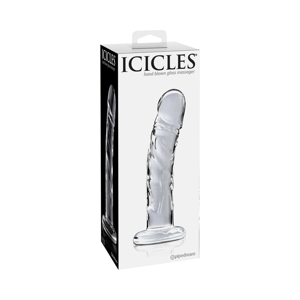 Icicles No. 62 Curved Realistic 6.5 in. Glass Dildo Clear - Fantasies Boutique